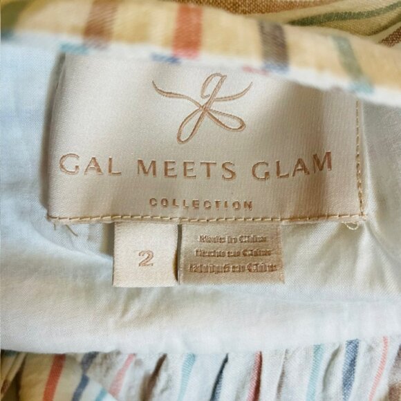 Gal Meets Glam Linen Shoulder Bow Tie Midi Sundress Striped Coastal 2 - Picture 8 of 10